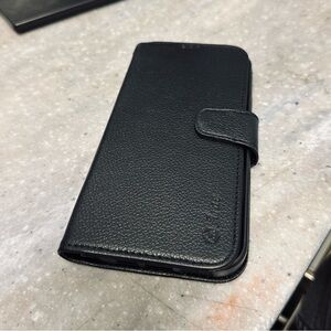 Black Leather Phone Wallet Case